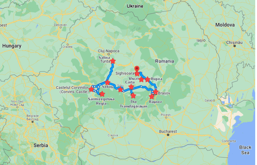 Touring Transylvania Romania Costs Activities And Tips D2 Detours   Tansylvania Map2 860x552 