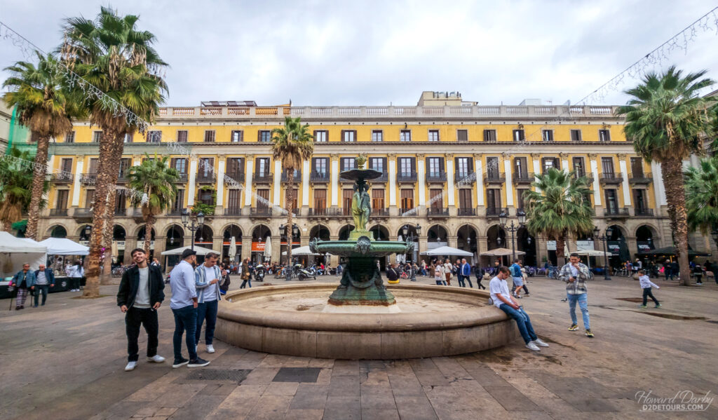 Hanging out in Plaça Reial in Barcelona's gothic quarter