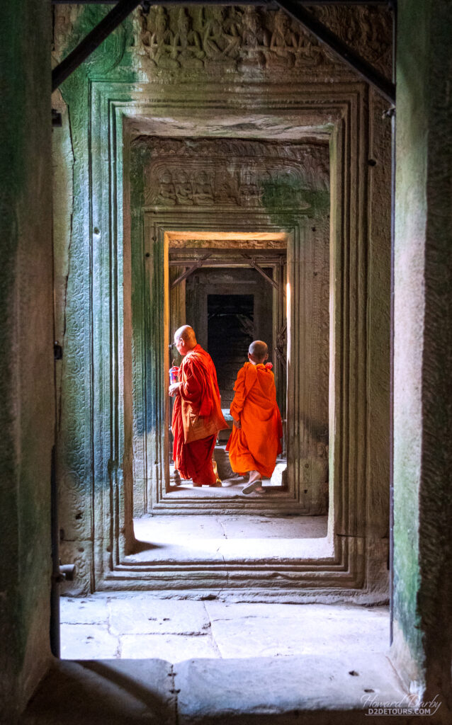 Monks exploring Bayon Temple
