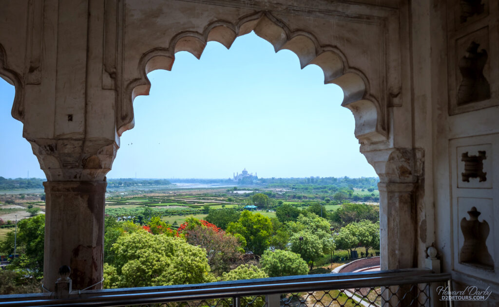 View from the fort towards the Taj Mahal