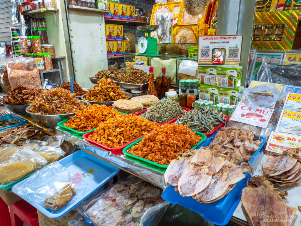 Stall in the market with dried seafood
