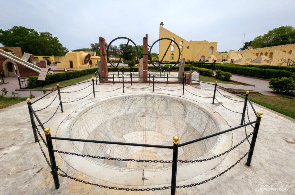 Displays at Jantar Mantar Observatory which is an 18th-century park & heritage site with fixed instruments for making astronomical observations 
