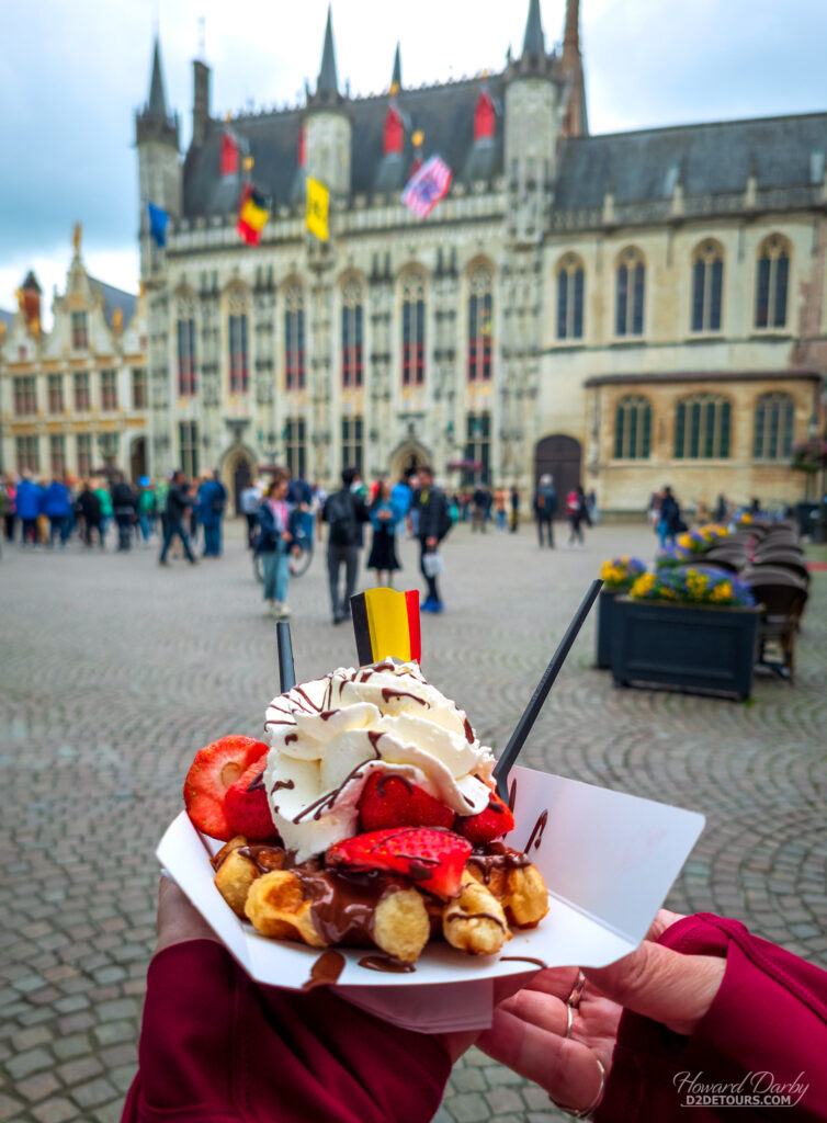 A Belgian waffle with all the fixins