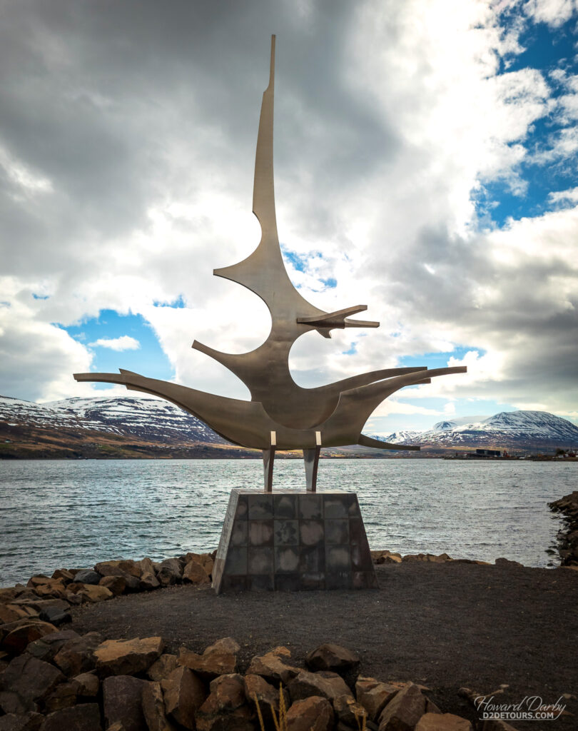 Sculpture on the waterfront in Akureyri, Iceland