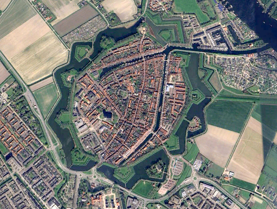 Google maps view of the fortified seaport or Brielle