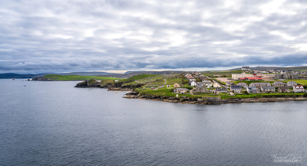 The Lerwick Coastal walk taken from our cruise ship as we departed