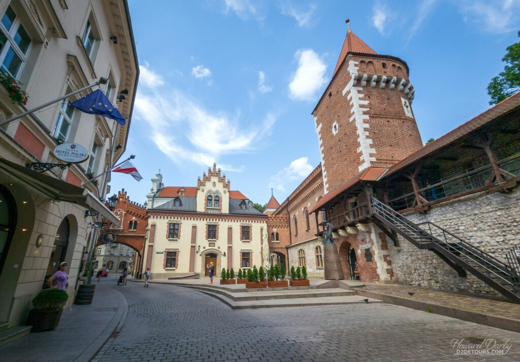 Backstreet along the city walls of old town Kraków