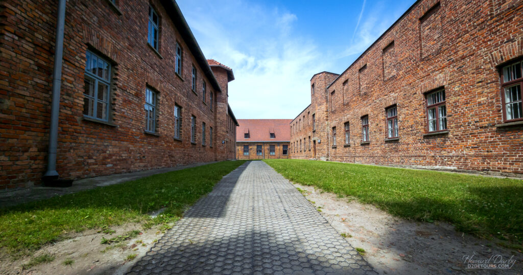 Auschwitz was an army barracks before being taken over by the Germany to use in their "Final Solution", and looks more like a college campus than a death camp