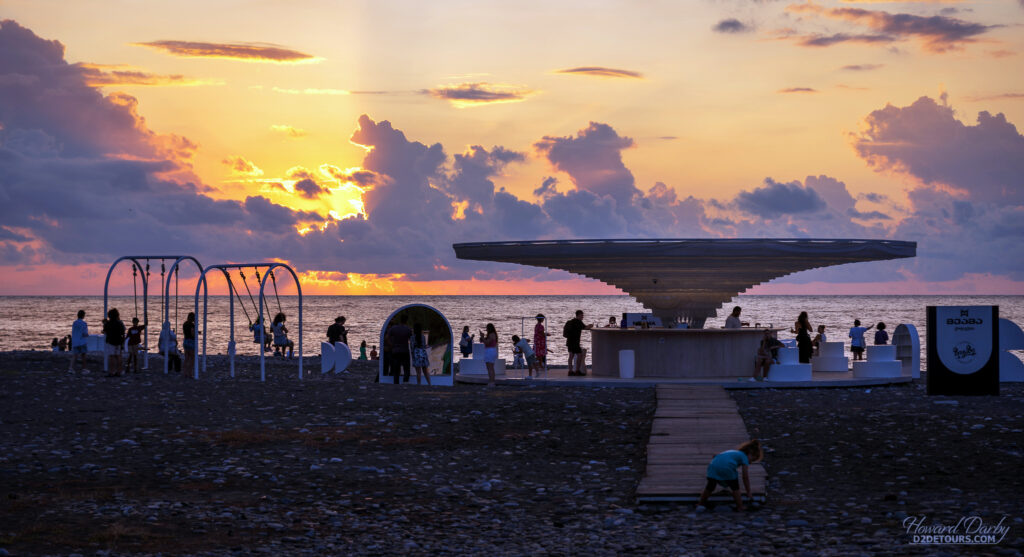 Sunset at a beach bar