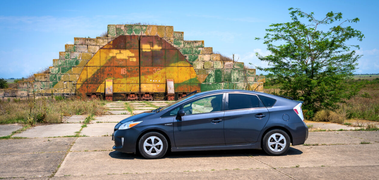 Our rental car at Shiraki Military Airfield - a 2015 Toyota Prius