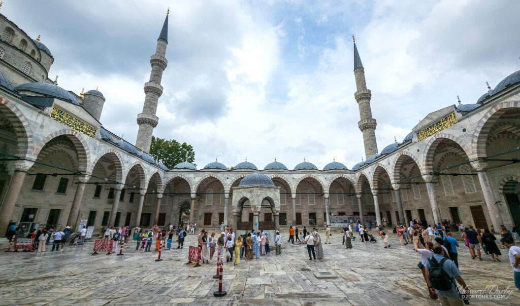 In the main courtyard of the Blue Mosque