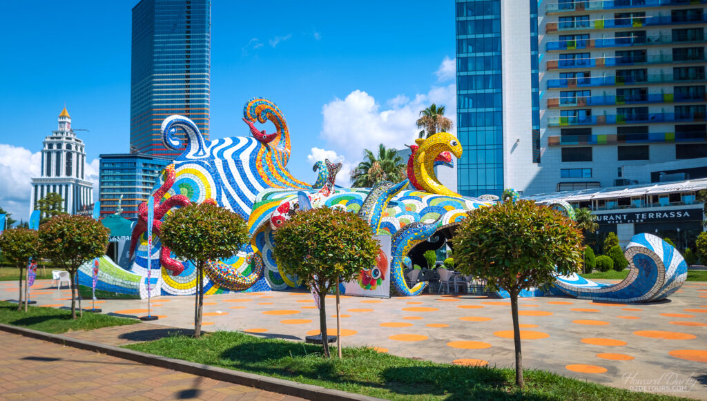 The Batumi Octopus is a Soviet era sculpture and children's play area along the waterfront that now houses a Baskin Robbins