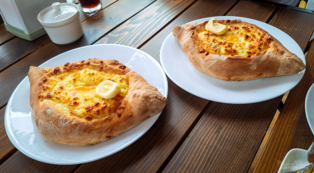 The Khachapuri, which is like a cheese fondue in it's own bread bowl. You stir the cheese, egg and butter together before pulling apart the bread to dip in the mixture.