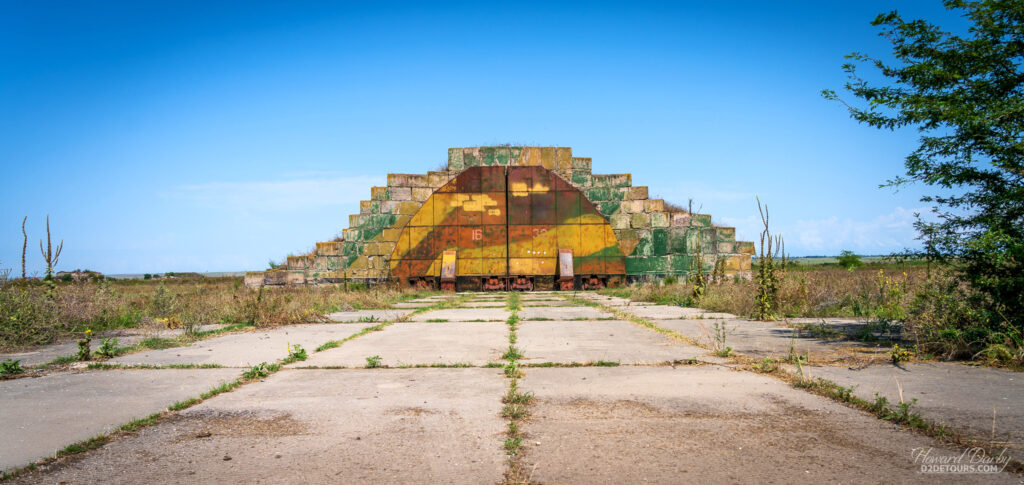 One of the 53 abandoned hangers at Shiraki Military Airfield