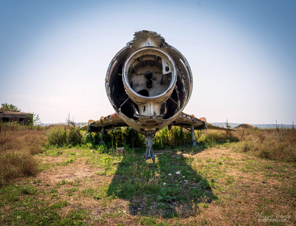 A Sukhoi SU-17 fighter-bomber that couldn't get airborne when the Russians abandoned the base when the Soviet Union fell in 1992