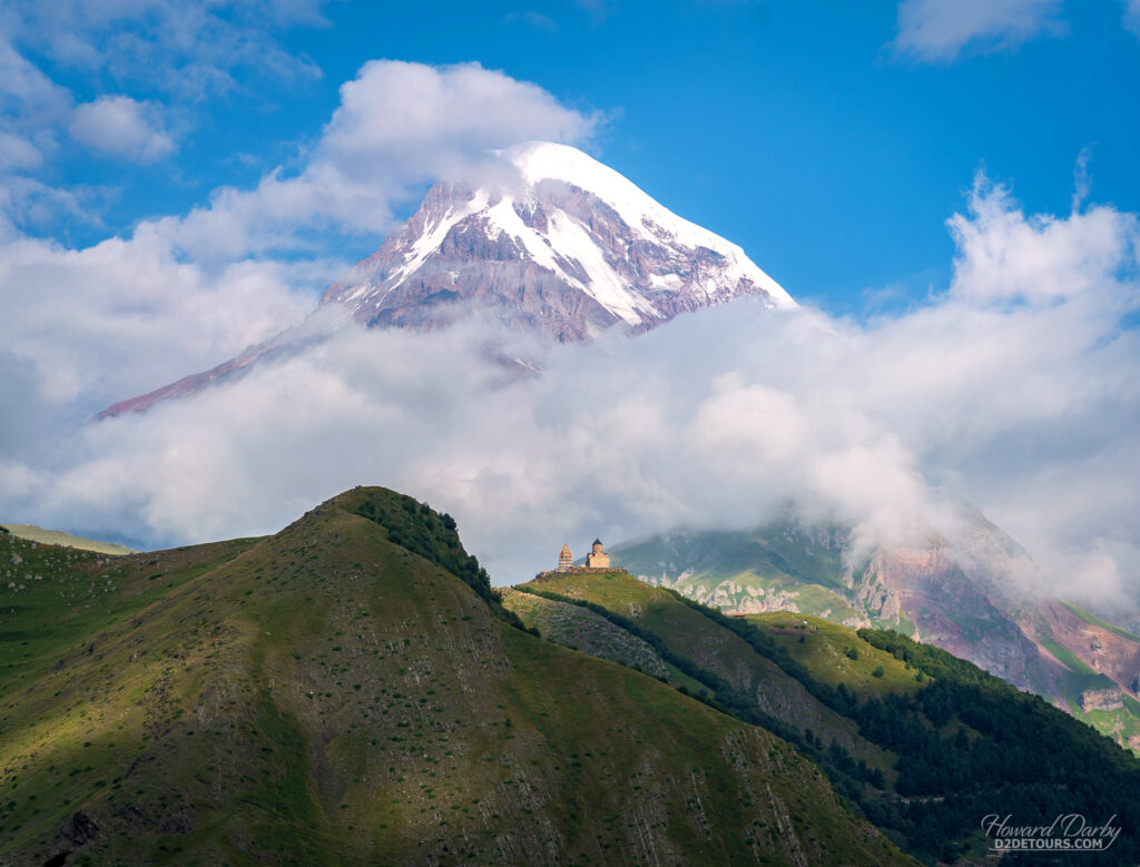 Gergeti Trinity Church sits at an elevation of 2,170 meters (7,120 ft)