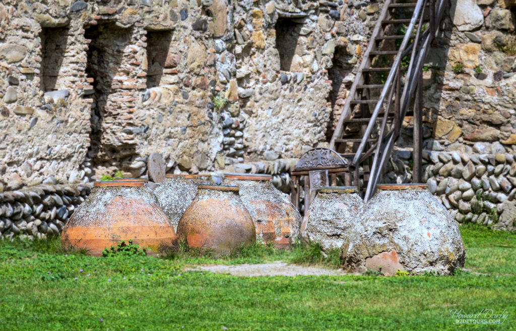 Large jars used for fermenting, aging, and storing wine