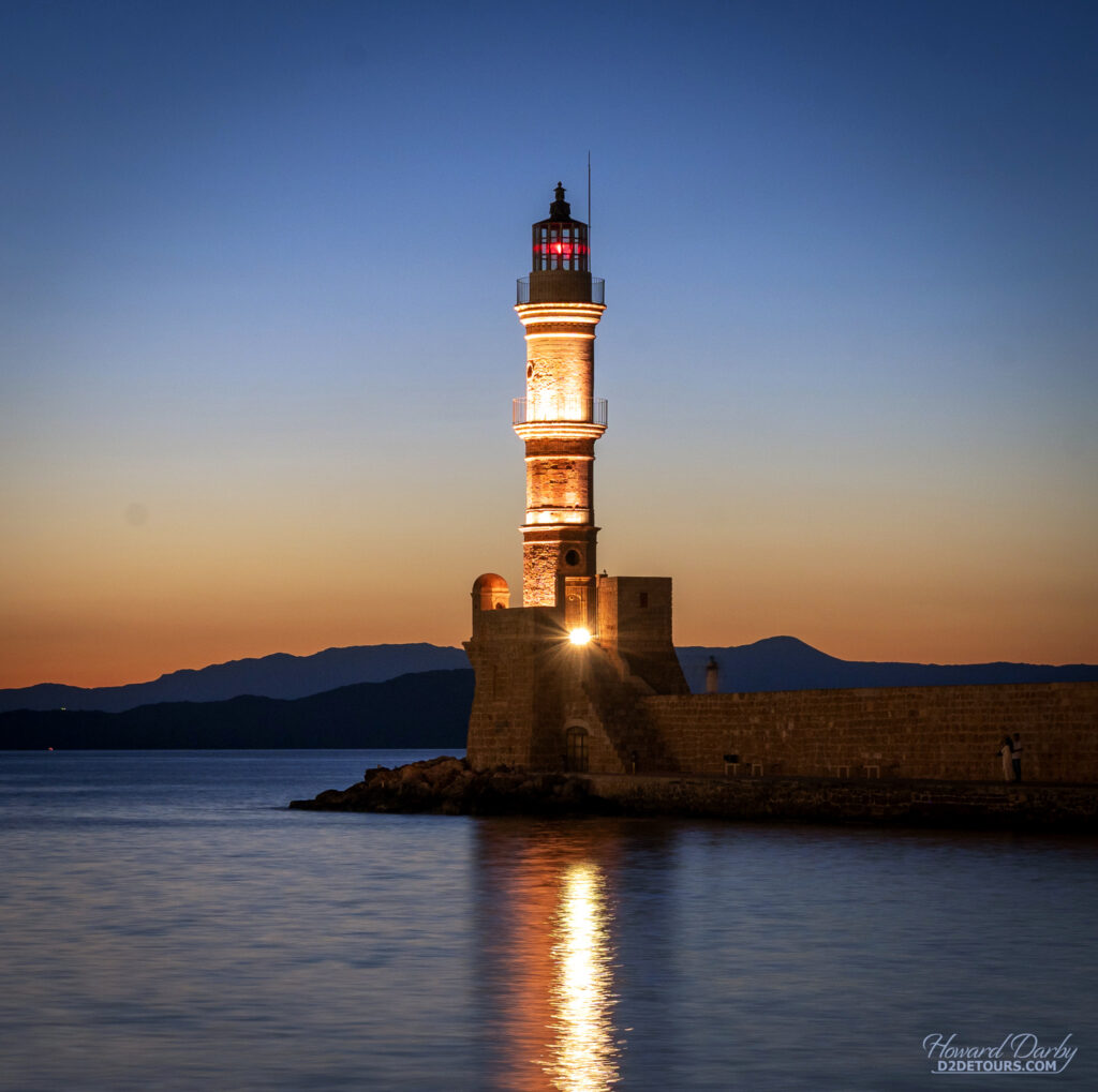 Lighthouse of Chania in the evening