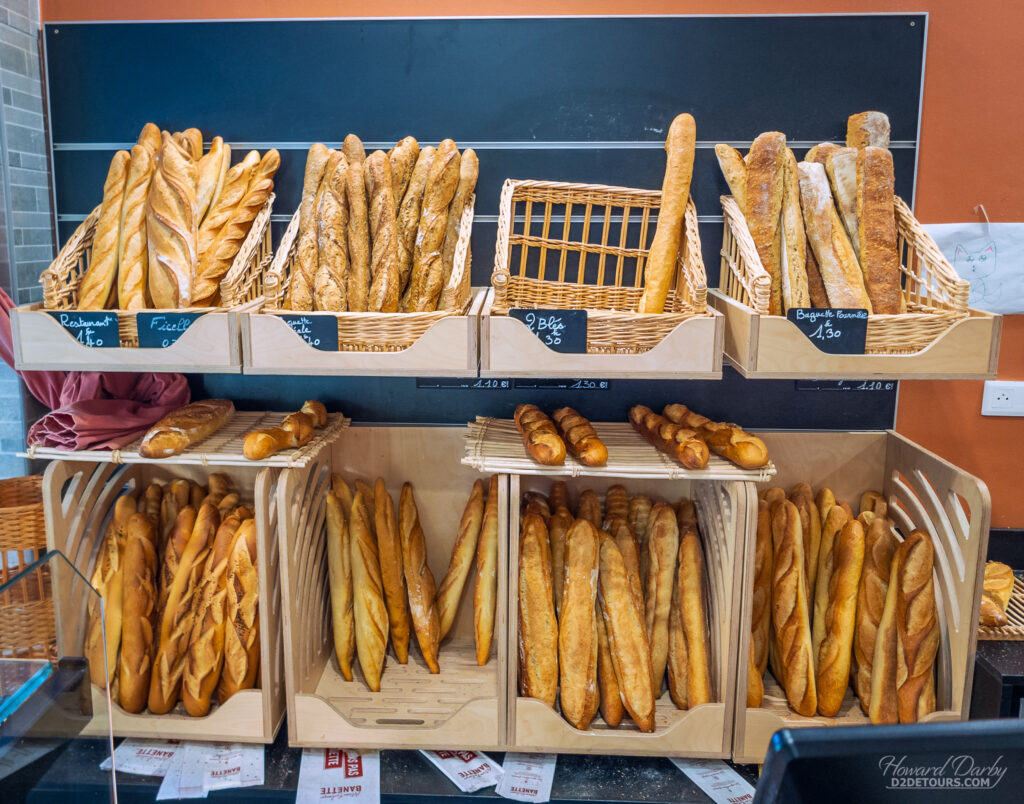 The baguette choices are our local boulangerie