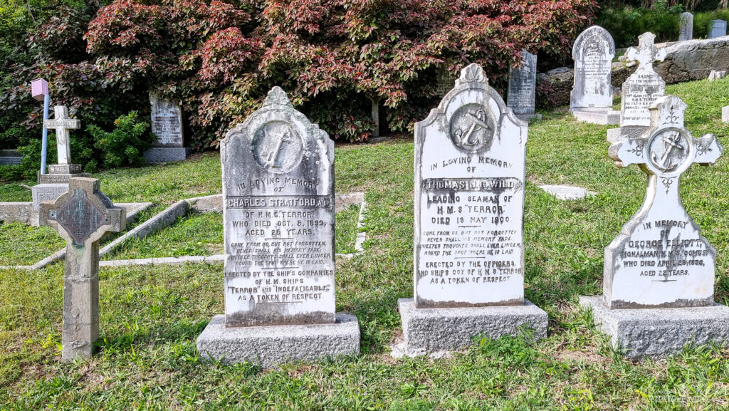 Memorial markers for fallen comrades