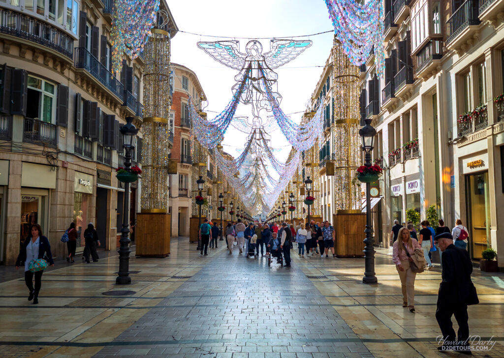 Malaga street done up for Christmas